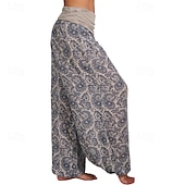 preiswerte weites Bein und hohe Taille-Damen Weites Bein Stoffhosen Hosen Hose Mode Boho Volle Länge Natürliche Taille Blumen Druck Bequem Außenbereich Outdoor Urlaub Alltagstauglich Magenta Saphir Marineblau Aprikose Sommer Normale