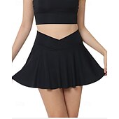 economico Gonne e Skorts da Donna-Per donna Tinta unita Gonna casual Gonne da tennis con pantaloncini Arricciato Traspirante Tennis Golf Pickleball Nero Bianco Rosa Abbigliamento da tennis