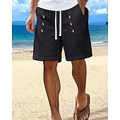 abordables Día festivo-Hombre Pantalón corto Pantalones cortos de lino Pantalones cortos de verano Pantalones cortos de playa Bolsillo Correa Cintura elástica Plano Comodidad Transpirable Corto Vacaciones Festivos Playa