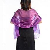 お買い得  結婚式のゲストラップ-フォーマルな夜のパーティーのための女性用シアークレープショールとラップ、女性用ソフトシマー軽量旅行フェスティバルショール