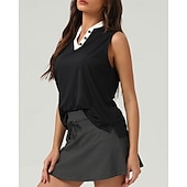 economico Camicia Donna-US Open Per donna Patchwork Maglia da tennis Senza Maniche Rilegatura a contrasto Traspirante Tennis Pickleball Scollo a V Top Nero Bianco Abbigliamento da tennis