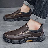 economico Slip-ons e mocassini da uomo-scarpe slip-on da uomo in pelle marrone scuro con suola robusta - calzature resistenti e alla moda per uso esterno