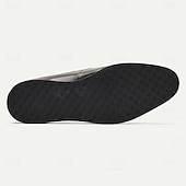 お買い得  プレミアムレザーローファー-カジュアルやセミフォーマルなイベントに最適なスタイリッシュなストラップ付きのメンズプレミアムブラック＆イエローレザースリッポンローファー