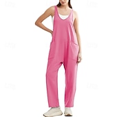 Damskie Normalny Kombinezon Moda miejska Jednokolorowe Bez rękawów Dekolt w kształcie litery U Kieszeń Ulica Codzienny Regularny Czarny Jasnozielony Rumiany róż Lato tanie casualowe kombinezony-Damskie Normalny Kombinezon Moda miejska Jednokolorowe Bez rękawów Dekolt w kształcie litery U Kieszeń Ulica Codzienny Regularny Czarny Jasnozielony Rumiany róż Lato