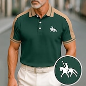 cheap Men&#039;s Classic Polo-Men&#039;s Cotton Polo Shirt Golf Shirt Casual Holiday Lapel Short Sleeve Fashion Basic Color Block Patchwork Summer Regular Fit Black Wine Navy Blue Green Gray Light Blue Cotton Polo Shirt