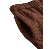 cheap Retro-Men's Linen Pants Trousers Summer Pants Drawstring Elastic Waist Straight Leg Plain Comfort Breathable Full Length Casual Daily Holiday Vacation Fashion White Brown Micro-elastic