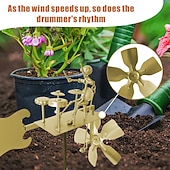 billiga Uteplatsdekoration-handgjord metalltrummis vindkvarn trädgårdssnurra, musikalisk vindskulptur i metall med gitarrdesign, trädgårdsdekor för utomhusbruk, vinddriven kinetisk konstpresent för män