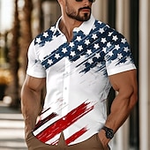 economico Modello di bandiera-Giornata dell&#039;indipendenza Per uomo Bandiera Americana Patriottico 4 luglio Camicia Camicia Estiva Camicia con Bottoni Manica Corta Moda Casual All&#039;aperto Ferie Estate Primavera Collo ripiegato