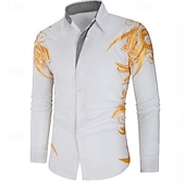 olcso Férfi gombos ingek-Férfi Ing Galléros ing Gombos póló Grafika Esküvő Vakáció Fekete Fehér Világoszöld Bor Hosszú ujj Gallér Nyár Tavasz Ruházat
