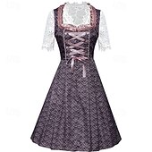preiswerte Dirndl-Damen Lila Spitze Dirndl Kleid mit Bluse und Pinker Schürze für das Oktoberfest Wiesn Party