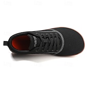 cheap Men&#039;s Sneakers-Men&#039;s White Knit Sneakers with Bright Orange Sole – Breathable Casual Shoes for Running, Outdoor Activities and Urban Style