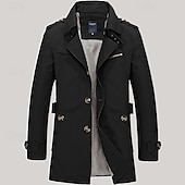 abordables Gabardina para hombre-Hombre Chaqueta de transición Gabardina Gabardina Diario Primavera &amp; Otoño Poliéster Cortavientos Ropa de calle Ropa Vintage Color sólido Solapa de Pico