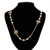 abordables Colliers-Collier Sautoir Perle d&#039;imitation Femmes Élégant Mode Mignon Perles Mignon Rond Colliers Tendance Pour Mariage Soirée Quotidien