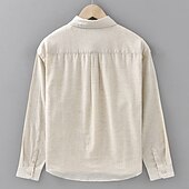 cheap Cotton Linen Shirt-Men&#039;s Shirt Linen Shirt Casual Shirt Button Up Shirt Cotton Shirt Plain Vacation Hawaiian White Navy Blue Blue Beige Long Sleeve Lapel Spring Fall Clothing Apparel Button-Down