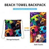 abordables ensembles de serviettes de plage-Serviettes de piscine à séchage rapide, serviettes de plage absorbantes 2 en 1, serviettes de camping pliables dans un sac de rangement, pliables, pour piscine, salle de bain, camping