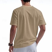 cheap Casual Henley Tee-Men&#039;s T Shirt Henley Shirt Tee Short Sleeve Shirt Short Sleeve V Neck Summer Plain Fashion Designer Basic Jacquard Vacation Street Going out Black White Khaki Top Tee for Men