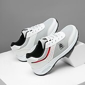 cheap Men&#039;s Sneakers-Men&#039;s White and Grey Running Sneakers with Breathable Upper and Air Cushion - Sporty, Comfortable, Perfect for Running, Gym and Outdoor Activities