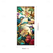 abordables Pegatinas de pared-Pegatina de ventana retro con diseño de flores y pájaros, de PVC, electrostática, no adhesiva, extraíble, con patrón de colores aleatorios.