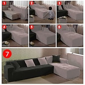 cheap Sofa Cover-Stretch Sofa Cover Slipcover Elastic Sectional Couch Armchair Loveseat 4 or 3 seater L shape Jacquard Grey Water Repellent Plain Solid Soft Durable Washable