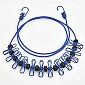 abordables Crochets et fixations-Corde à linge extensible antidérapante pour camping en plein air avec 12 clips, corde à linge extensible de voyage, corde à chaussettes, corde à linge suspendue