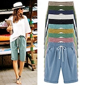 voordelige Bermuda-shorts-Dames Broeken Basic Casual Heldere kleur Huis Dagelijks Licht Blauw Grasgroen Meer groen Zwart Wit Zomer