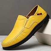 Χαμηλού Κόστους Slip-On Καθημερινά Παπούτσια-Ανδρικά πορτοκαλί μοκασίνια από τεχνητό δέρμα, άνετα, casual παπούτσια, ιδανικά για καθημερινή χρήση και χαλαρές εξόδους.