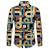 abordables Tapas-Retro Antiguo Años 70 Camisas Disco Geométrico Psicodélico Disfraz Hombre Víspera de Todos los Santos Carnaval Festival de Música Desfile del orgullo Adulto Camisas