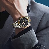 ieftine Ceasuri Quartz-Ceas de mână bărbătesc la modă, cu curea din oțel, cu curea de cuarț, design simplu, cadran circular, calendar dual, impermeabil IPX7, cu lumină de noapte, ceas de afaceri