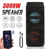 abordables Haut-parleurs-Enceinte de fête Bluetooth avec lumières RVB – Son stéréo puissant de 4 pouces, appairage TWS, LED colorées, rechargeable, pour événements en plein air, soirées dansantes à la maison ou karaoké