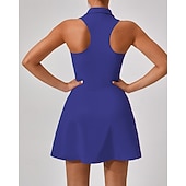 economico Abbigliamento Tennis da donna-Per donna Tinta unita Abito da tennis con pantaloncini Abito sportivo Senza Maniche Cerniera Tasca Tennis Golf Pickleball Colletto a Camicia Vestito Nero Bianco Rosa Abbigliamento da tennis