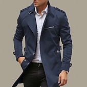 cheap Men&#039;s Trench Coat-Men&#039;s Transition Jacket Trench Coat Outdoor All Seasons Windbreaker Outerwear Clothing Apparel Streetwear Plain Front Pocket Lapel Single Breasted