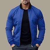 preiswerte Herrenjacken &amp; Herrenmäntel-Herren Bomberjacke übergangsjacke Täglich Leicht Tasche Frühling &amp; Herbst Klassisch Stehkragen Regulär Schwarz Gelb Rot Marineblau Königliches Blau Jacken