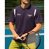 levne Pánská košile-US Open Pánské Slátanina Sportovní košile Tenisové tričko Krátké rukávy Ter Emen Odvod vlhkosti Prodyšné Tenis Golf Pickleball Fialová Šedá Oblečení na tenis
