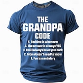 Men's Funny Grandpa Code Short Sleeve Graphic T-Shirt | Grandfather Rules Gift Tee cheap Men's Funny T shirts-Men's Funny Grandpa Code Short Sleeve Graphic T-Shirt | Grandfather Rules Gift Tee
