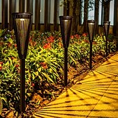 abordables Luces de camino y linternas-Luces solares LED para caminos al aire libre, impermeables, IP65, con encendido y apagado automático y 2 modos de iluminación. Iluminación de paisajes al aire libre para patios, jardines, caminos,
