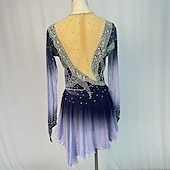 cheap Figure Skating Dresses-Figure Skating Dress Women&#039;s Girls&#039; Ice Skating Dress Outfits Light Yellow Lake Blue Yellow Mesh Spandex High Elasticity Training Competition Skating Wear Patchwork Crystal / Rhinestone Long Sleeve