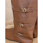 abordables Calzado-Medieval Renacimiento Zapatos Botas hasta la rodilla Botas planas de jazz Hombre Celta Pirata Víspera de Todos los Santos Mascarada Rendimiento LARP Feria Ren Adulto Zapatos