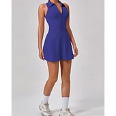 economico Abbigliamento Tennis da donna-Per donna Tinta unita Abito da tennis con pantaloncini Abito sportivo Senza Maniche Cerniera Tasca Tennis Golf Pickleball Colletto a Camicia Vestito Nero Bianco Rosa Abbigliamento da tennis