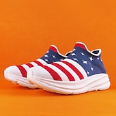 cheap Men&#039;s Sneakers-Men&#039;s Patriotic Slip-On Sneakers - American Flag Print Style for Casual Outdoor and National Holiday Wear