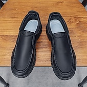 economico Slip-ons e mocassini da uomo-scarpe slip-on da uomo in pelle marrone scuro con suola robusta - calzature resistenti e alla moda per uso esterno