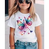cheap Girl&#039;s 3D Animals-Girls&#039; 3D Butterfly T shirt Tee Short Sleeve Summer Spring Fashion Basic Kids 4-12 Years Crew Neck Outdoor Casual Daily Regular Fit