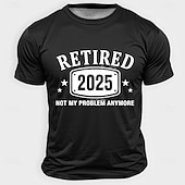 cheap Men's Funny T shirts-Men's Retired 2025 T-Shirt Not My Problem Anymore Short Sleeve Navy Blue Work Humor Tee