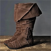 abordables Calzado-Medieval Renacimiento Zapatos Botas hasta la rodilla Botas planas de jazz Hombre Celta Pirata Víspera de Todos los Santos Mascarada Rendimiento LARP Feria Ren Adulto Zapatos