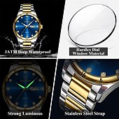 abordables Montres à quartz-878 nouvelle montre multifonctionnelle rétro pour hommes, double calendrier, veilleuse, montre à quartz étanche pour hommes