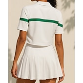 economico Camicia Donna-Per donna Patchwork Maglietta sportiva Polo da golf Maglia da tennis Manica Corta Rilegatura a contrasto Asciugatura Rapida Traspirante Tennis Pickleball Colletto Polo Bianco Spandex Abbigliamento da