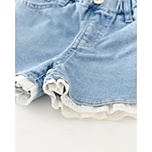 cheap Bottoms-Kids Girls&#039; Shorts Floral Streetwear Patchwork School 4-12 Years Summer Navy Blue Royal Blue Blue