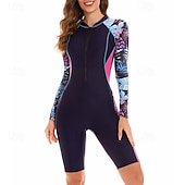 voordelige Overhaaste bewakers-Dames Uitslagbescherming Zwempak UV-zonbescherming UPF50+ Lange mouw Zwemkleding Badpak Rits Aan De Voorzijde Zwemmen Surfen Strand Watersport Gedrukt Zomer Lente Herfst