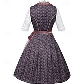 preiswerte Dirndl-Damen Lila Spitze Dirndl Kleid mit Bluse und Pinker Schürze für das Oktoberfest Wiesn Party