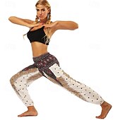 abordables Fondos-Retro Antiguo Boho Años 70 Pantalones Harem Pantalones de yoga Hippie Cintura elástica Pavo real Plumas Mujer Víspera de Todos los Santos Carnaval vacaciones en la playa Fiesta temática retro Festival