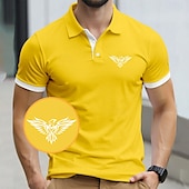 preiswerte Klassisches Poloshirt für Herren-Herren Adler Polo Kurzarm Polo-Shirts Hemden mit Kragen Business-Casual Geschäft Athleisure Alltagskleidung 3D-Druck Sommer Schwarz Gelb Marinenblau